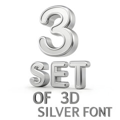 3d silver number set or 3d silver number text
