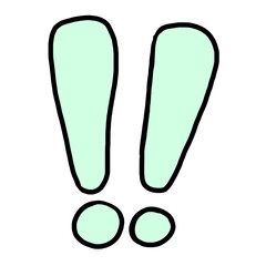 A Hand-drawn pastel blue exclamation mark, symbolizing soft excitement, surprise, or gentle emphasis with a playful artistic touch