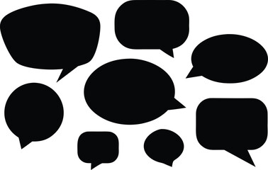 Speech Bubble set. Vector silhouette. Speech bubbles blank isolated on white background. speech bubble comic signs.Talk bubbles with editable stroke and fill, Cloud speech bubbles set