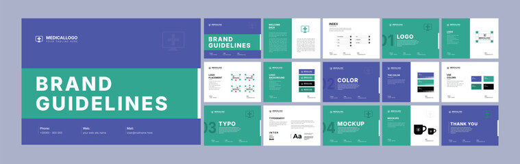 Medical Brand Guidelines Template – Landscape Identity Presentation Layout for Healthcare, Doctor, Clinic, or Wellness Logo and Brand Strategy Guide in a Clean Modern Style