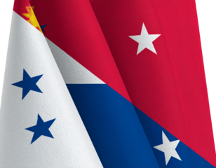  Folded Panama Flag Fabric Texture, isolated on a transparent background.