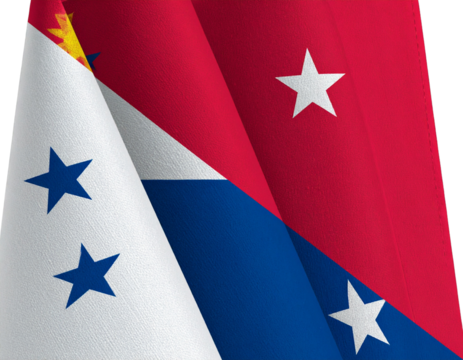 Folded Panama Flag Fabric Texture, isolated on a transparent background.
