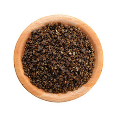 Dried tiwul a traditional Indonesian food as a substitute for rice on wooden plate on transparent background