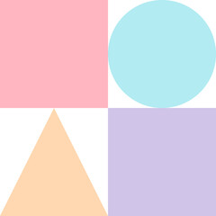 Pastel Geometric Shapes Background – Circle, Square, Triangle Minimal Design
