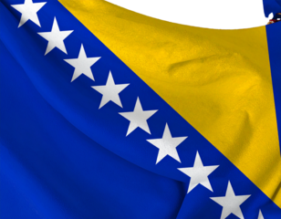 3D Render of Bosnia and Herzegovina Flag Draped Over Traditional Dinaric Textile