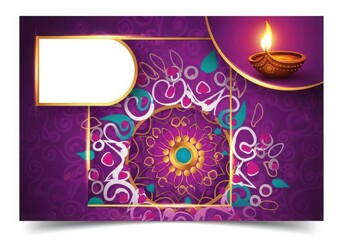 Elegant diwali greeting card background with beautiful diya and intricate mandala design perfect for festive celebrations