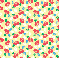 Japanese Cute Flower Leaf Vector Seamless Pattern