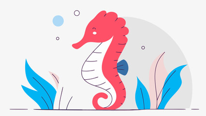 Fototapeta premium White isolated vector illustration of a cartoon sea dragon with a snake-like body, artfully drawn with splashes of water