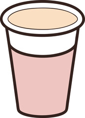 Pink and white yogurt cup isolated on transparent background