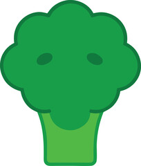 Green broccoli florets isolated on transparent background