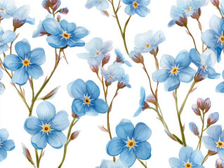 Obraz premium Blue flowers bring calm and serene feeling in realistic boho style