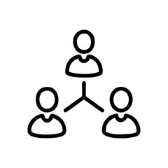 An illustration of a network with three people connected together in a hierarchical structure design
