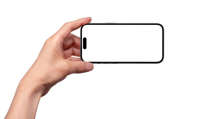 スマートフォンを片手で持つ人物の画像合成用素材