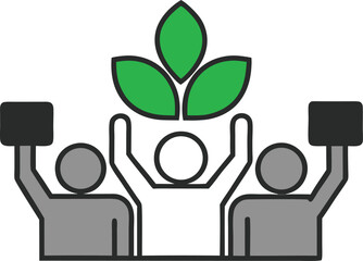 Team celebrating growth and success isolated on transparent background