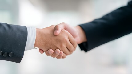 Global Trade War and Sanctions Negotiation Concept, Handshake symbolizing agreement and collaboration in a professional setting.