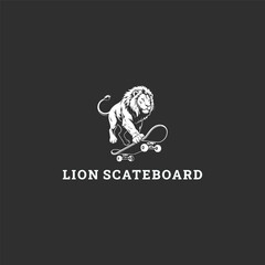 Obraz premium Lion scateboard logo style icon design template vector illustration