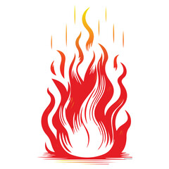 Collection of hand drawn fire flames with crayon, pastel, chalk or pencil texture. Grunge elements in sketch style. Yellow vector illustration isolated on a white background