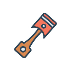 Color illustration icon for piston