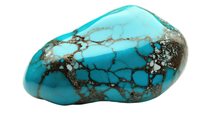 Turquoise stone polished gemstone mineral isolated on white background