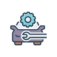 Color illustration icon for car repair