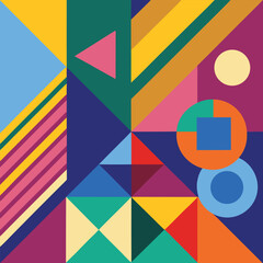 abstract background with geometric shapes design in three colors