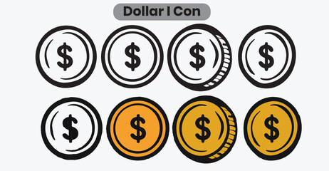 Dollar Symbol Icons for Finance and Banking