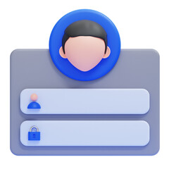 PNG 3D Sign In Interface Icon Isolated on a White Background