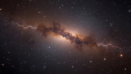 Vast milky way galaxy core with swirling dust and stars