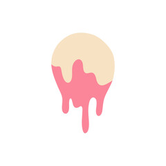 Melted flowing strawberry vanilla ice cream