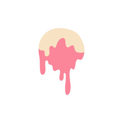 Melted flowing strawberry vanilla ice cream