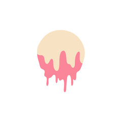 Melted flowing strawberry vanilla ice cream