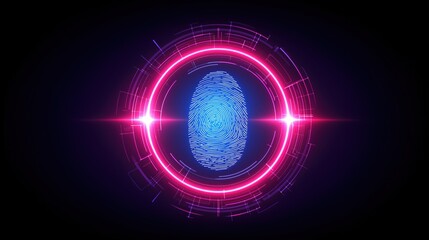 digital fingerprint on black isolated background. Biometric scan and technology for protecting digital access to security data and information