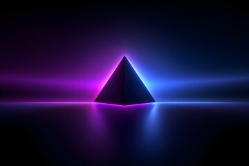 Neon pyramid glowing background abstract futuristic design wallpaper technology art