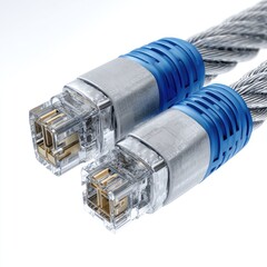 Close-up of two network cables