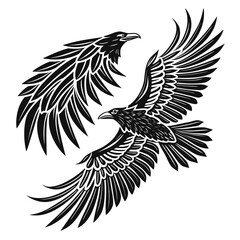 A vector bald eagle soaring over stylized mountains, symbolizing freedom and strength vector