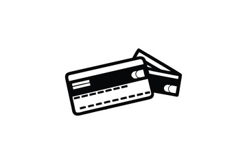 Fototapeta premium Two stylized credit cards are depicted in a simple black and white silhouette representing financial transactions and modern payment methods with a clean graphic style silhouette