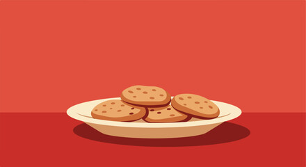 Cookies on a plate against a red background