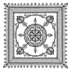 set of vintage frames with ornament doormat