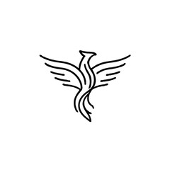 Obraz premium Vector art of stylized phoenix rising isolated on white background, symbol of rebirth and hope