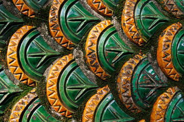 Abstract pattern of traditional Thai ceramic tiles.