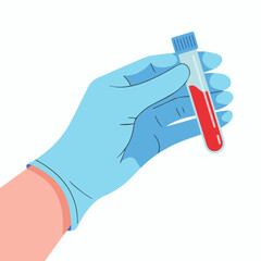 Gloved Hand Holding Test Tube Medical Illustration