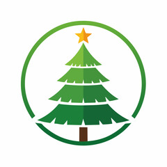 Festive geometric Christmas tree with layered triangular shapes and a bright star on top, ideal for holiday cards, seasonal banners, retail campaigns, and home decor catalogs
