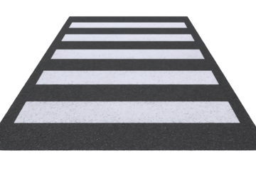 Perspective View of a Pedestrian Crossing with White Stripes on Asphalt Road Surface