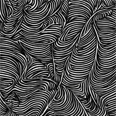 Obraz premium Vector art of abstract black and white wavy lines pattern creates a dynamic and modern texture
