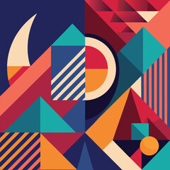 abstract background with geometric shapes design in three colors