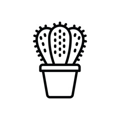Black line icon for cactus