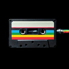 Fototapeta premium Retro Cassette Tape Music Playback Studio Dark Background