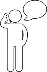 business man telephone icon in line. isolated on transparent background