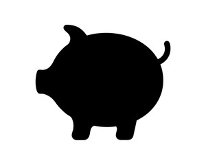 Piggy bank silhouette on white background representing savings and financial planning