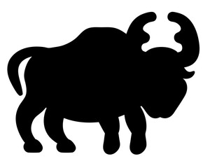 Silhouette of a robust bull with impressive horns, powerful and imposing figure
